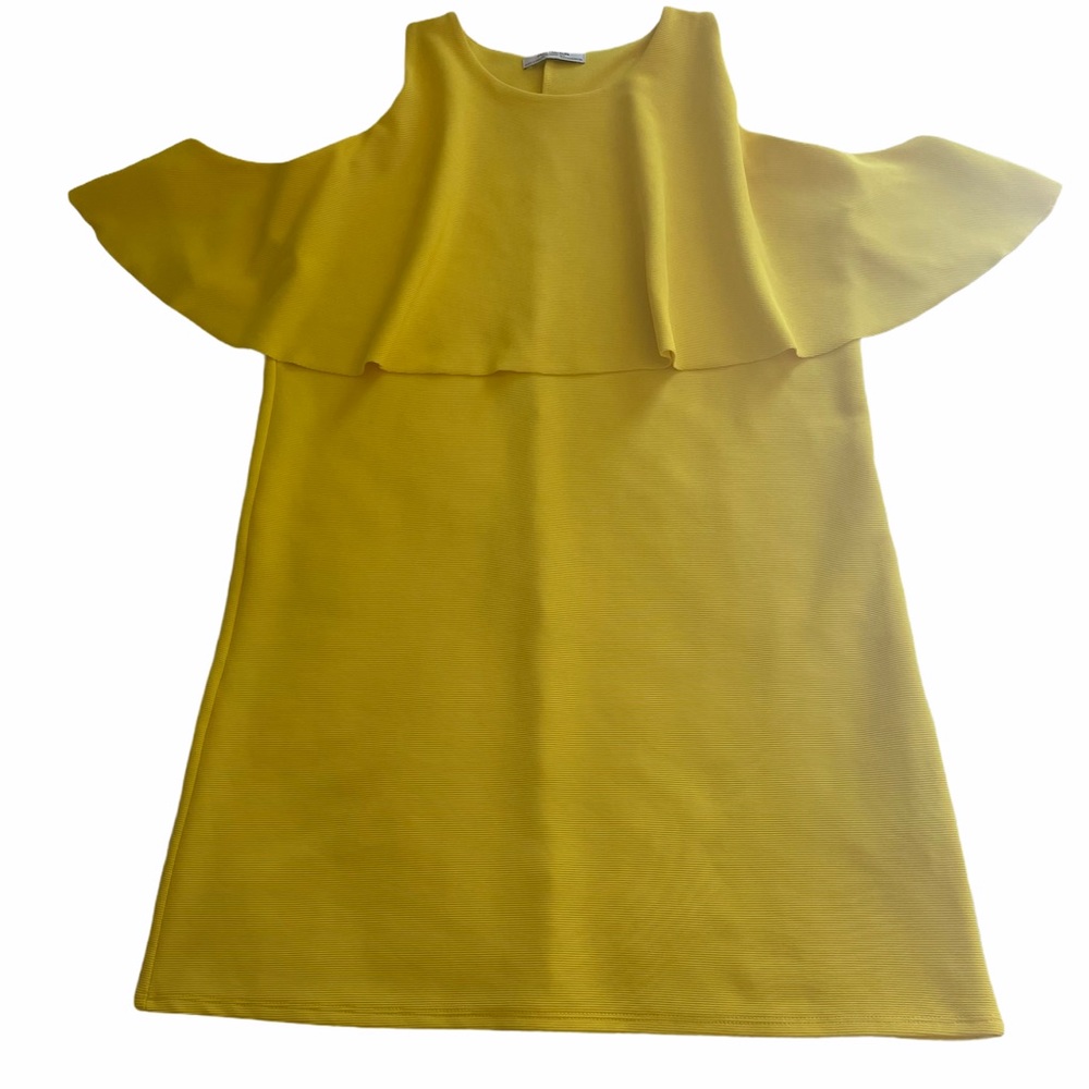 Zara Trafaluc Yellow off the shoulder dress sz 28